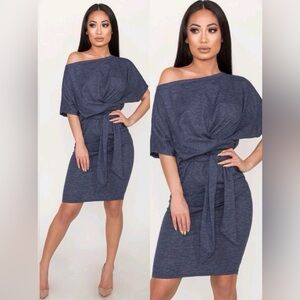 NWT Posh Shop LA Heathered Dress | Navy | Medium